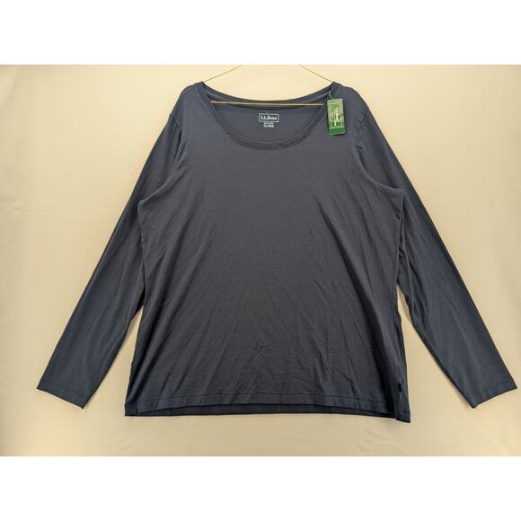 NWT L.L. Bean Women's Soft Stretch Supima-Blend Scoopneck Tee in Navy size XL - Picture 2 of 6